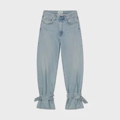 Cinched Hem Loose Taper Jeans