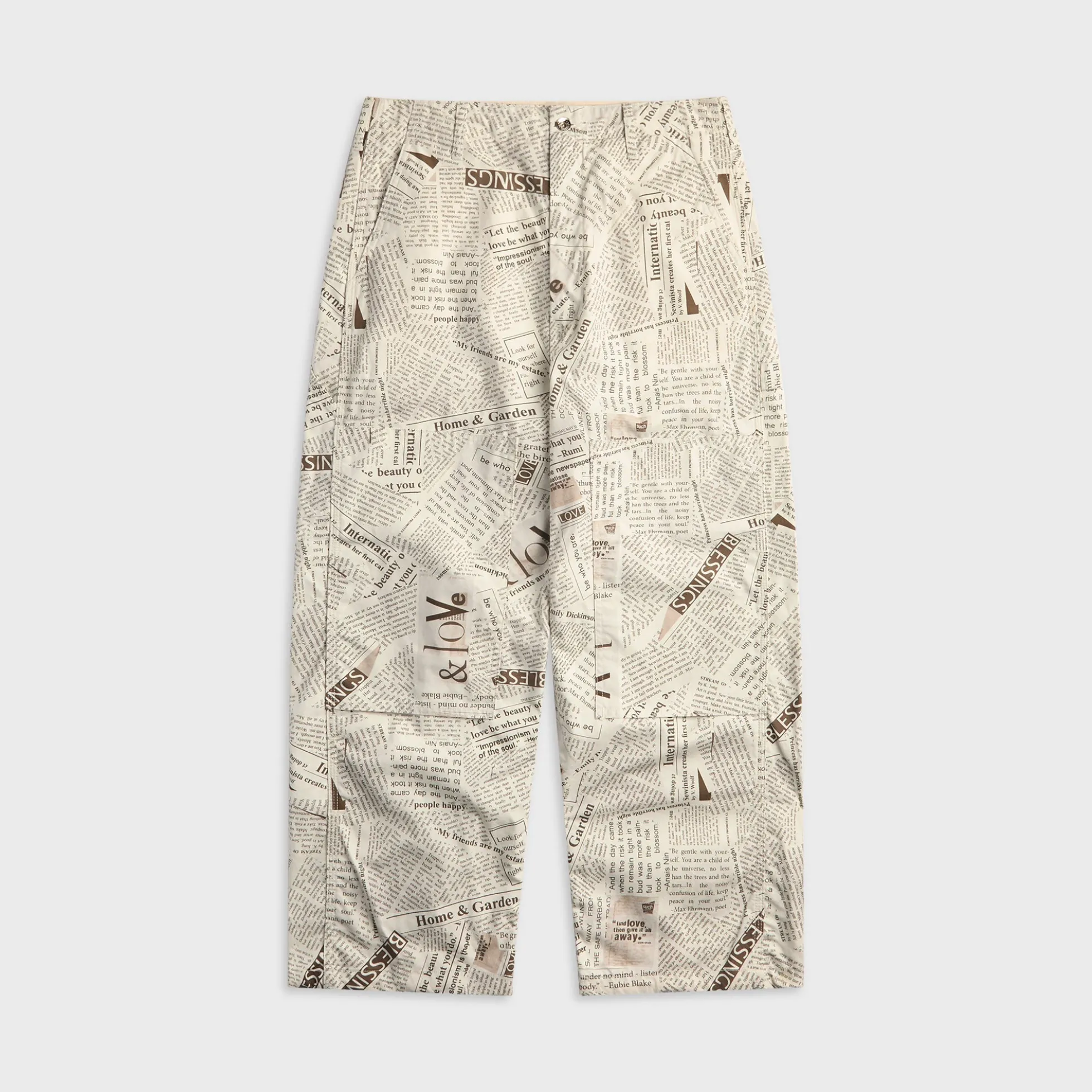 Cotton Newspaper Print Canvas Painter Pant