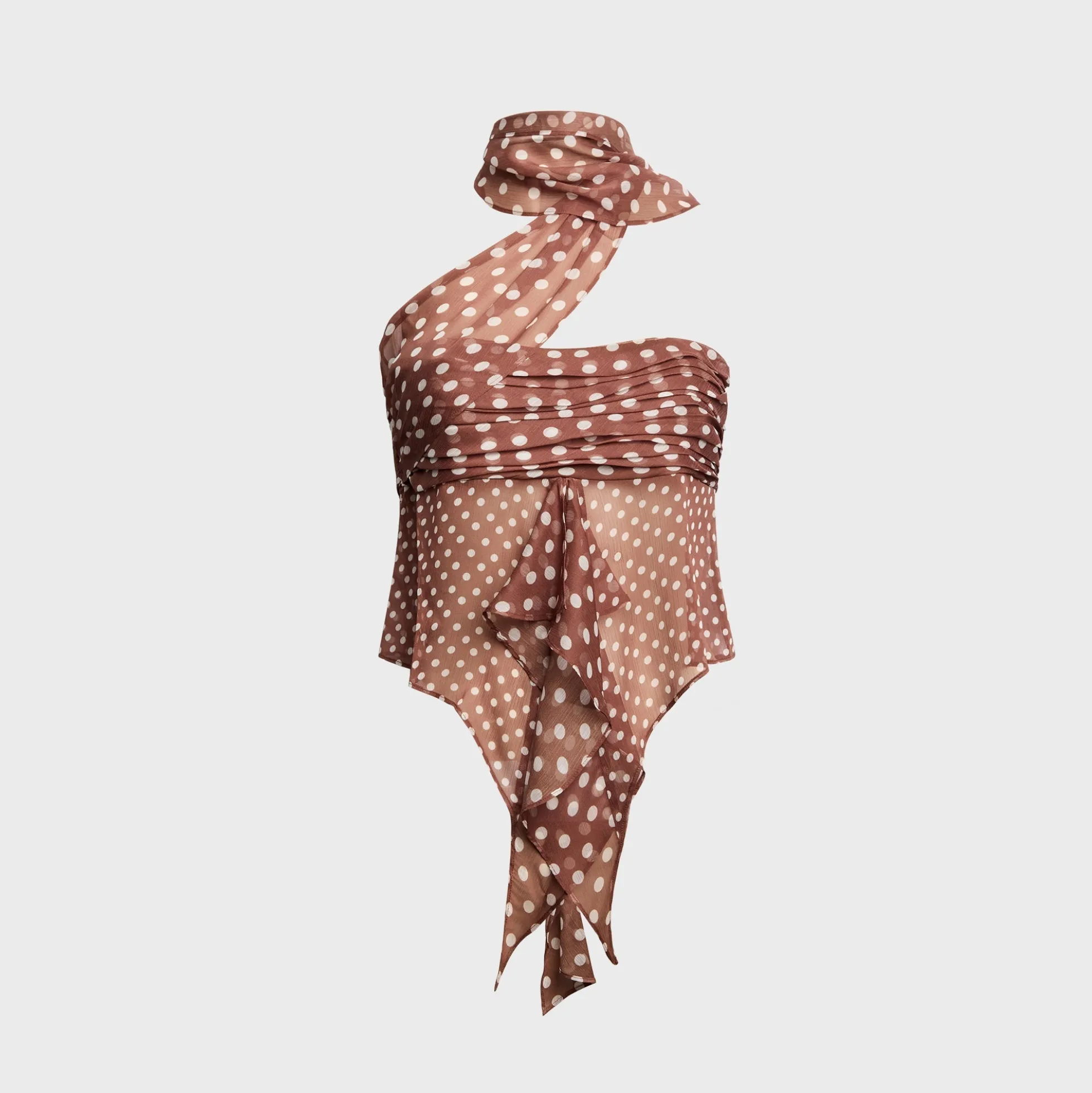 Crinkled Dot Chiffon Wrap Top