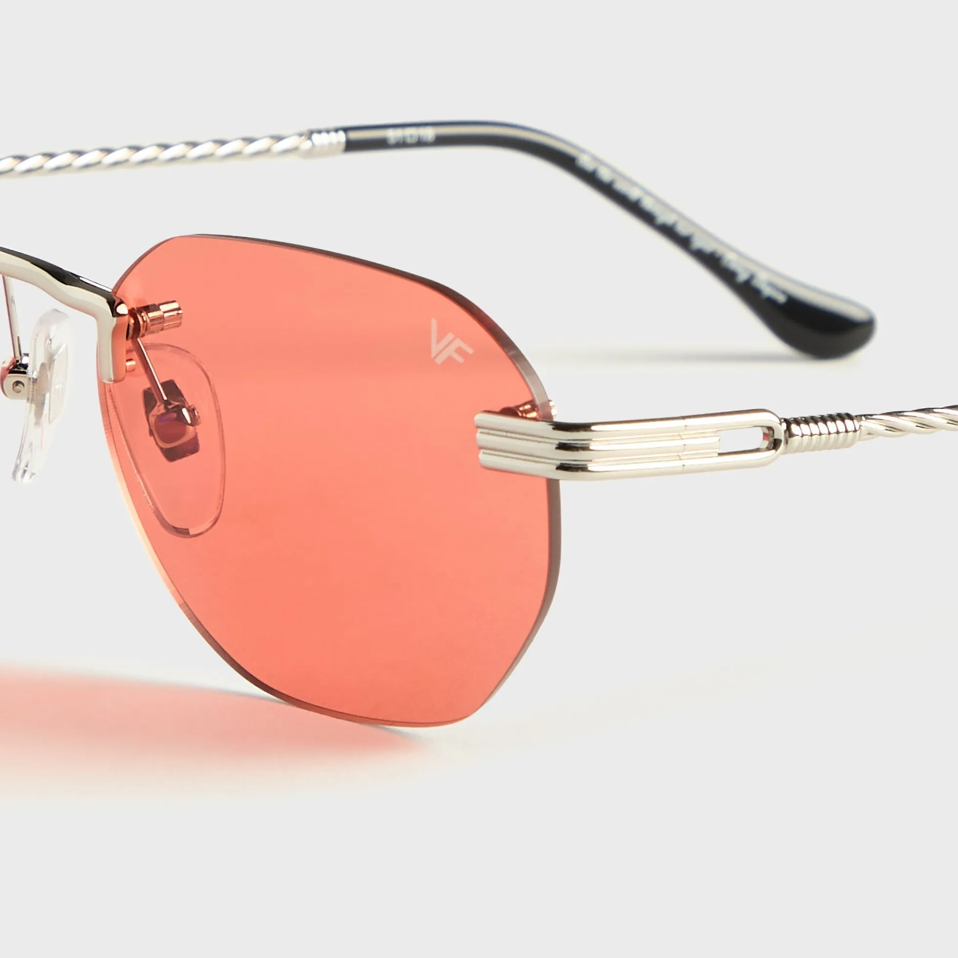 Detroit Player Rimless Drill Mount 24KT White Gold Sunglasses