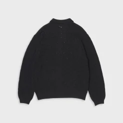 Eyelet Knitted Zip Up Sweater
