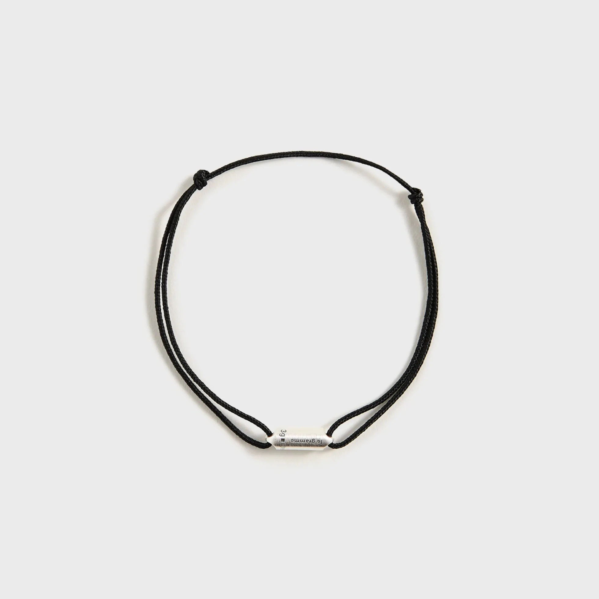 3g Brushed Sterling Silver Black Cord Bracelet Segment