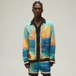 Giorgio Armani & Kith Ornamental Print Long Sleeve Thompson Camp Collar Shirt