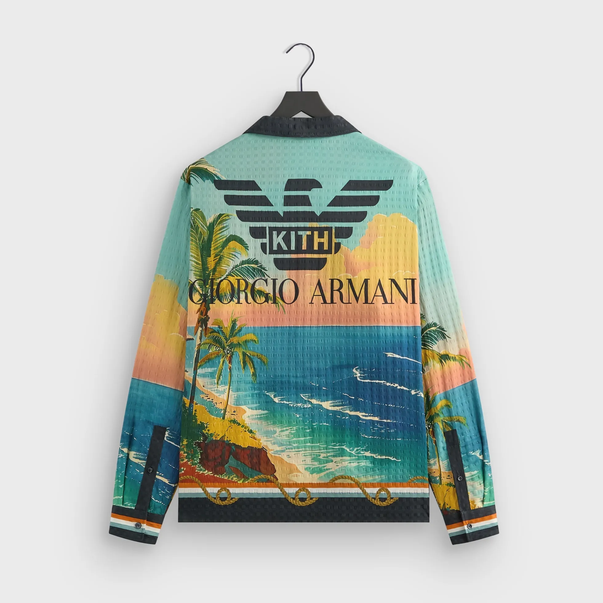 Giorgio Armani & Kith Ornamental Print Long Sleeve Thompson Camp Collar Shirt