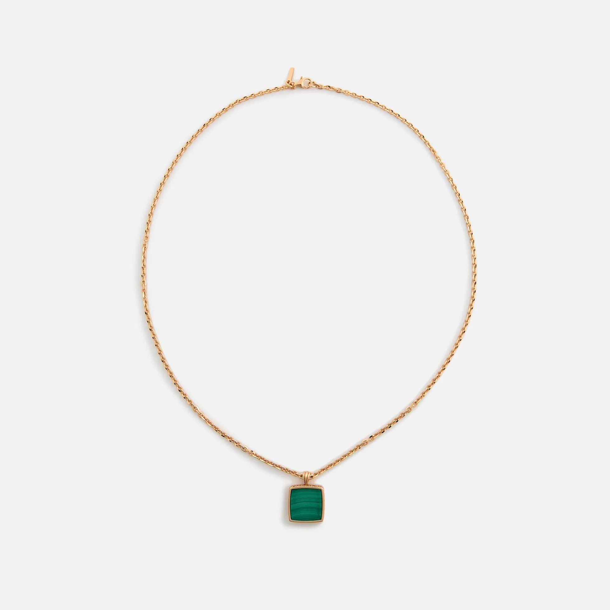 Gold Square Malachite Amulet Necklace
