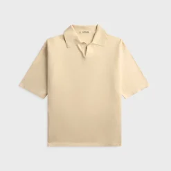 High Gauge Tussah Silk Knit Skipper Polo