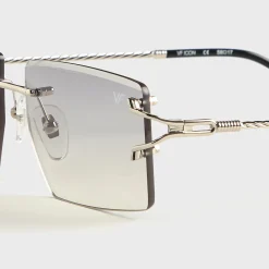 Icon Rimless Drill Mount 24KT White Gold Sunglasses