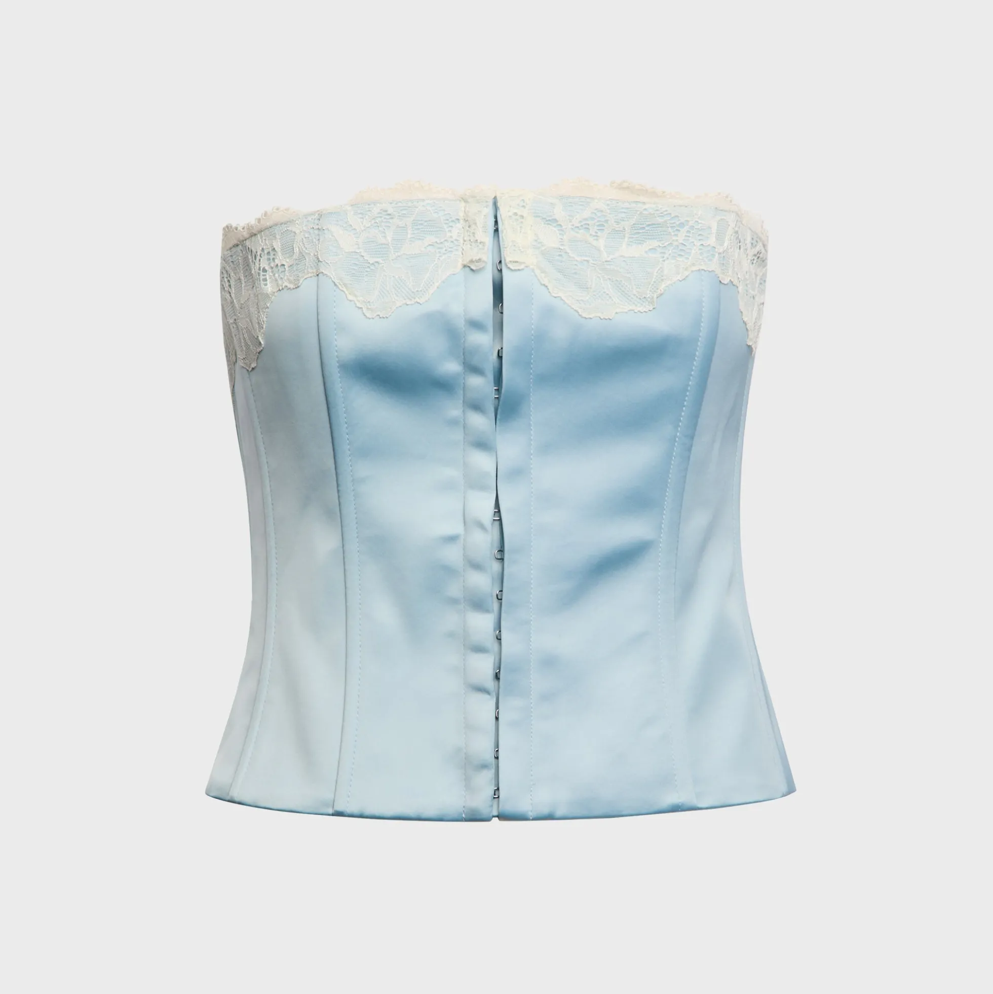Jean Lace Trim Satin Corset Top