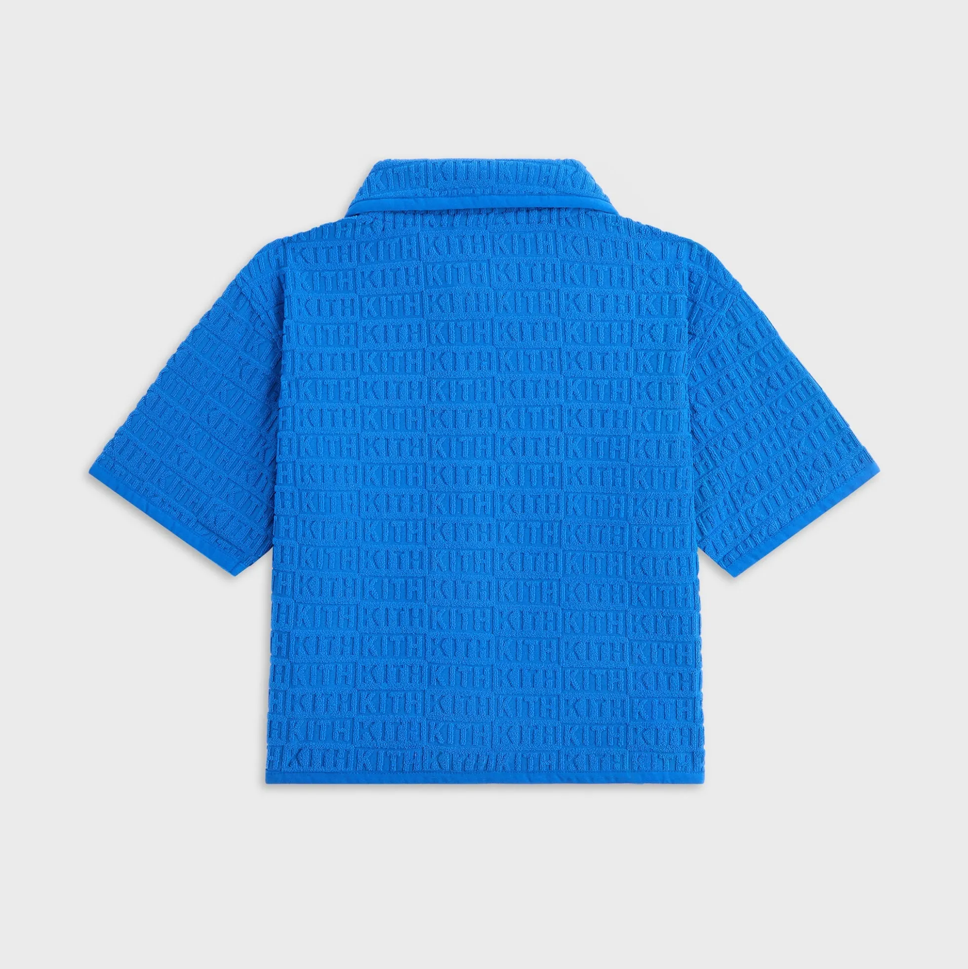 Kith Kids Textured Monogram Zip Front Camp Shirt
