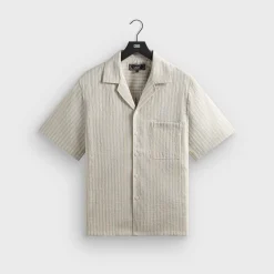 Kith Neon Slub Stripe Cropped Beckham Camp Collar Shirt