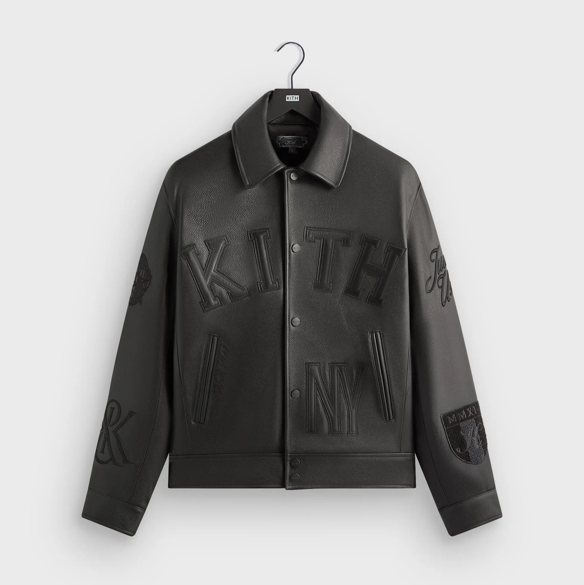 Kith Pebbled Leather Varsity Coaches Jacket