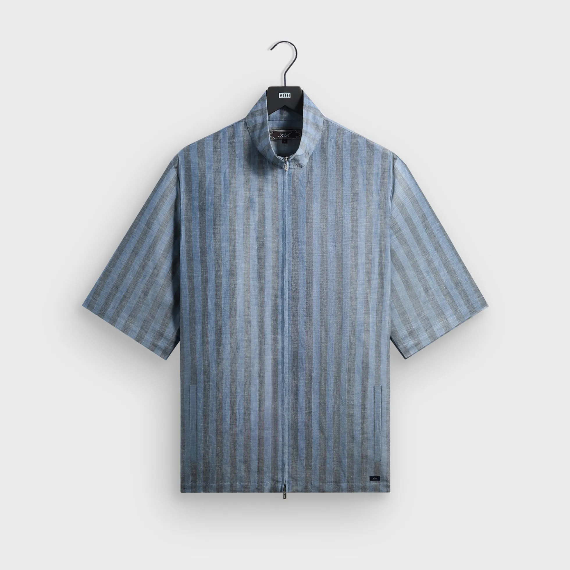 Kith Spun Silk Linen Stripe Colton Zip Front Shirt