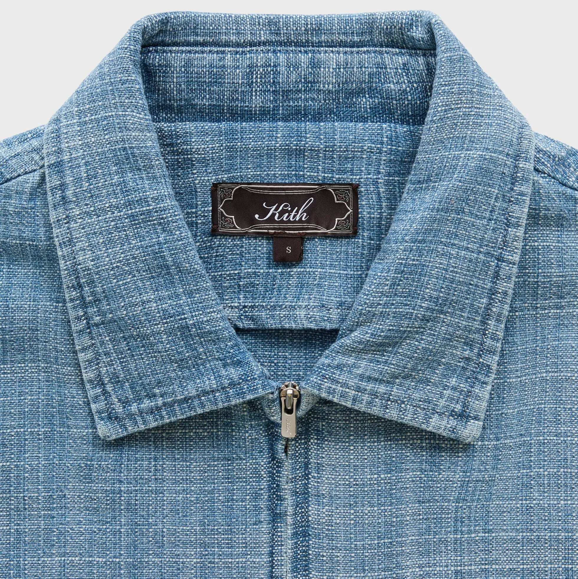 Kith Textured Indigo Paxton Zip Front Shirt