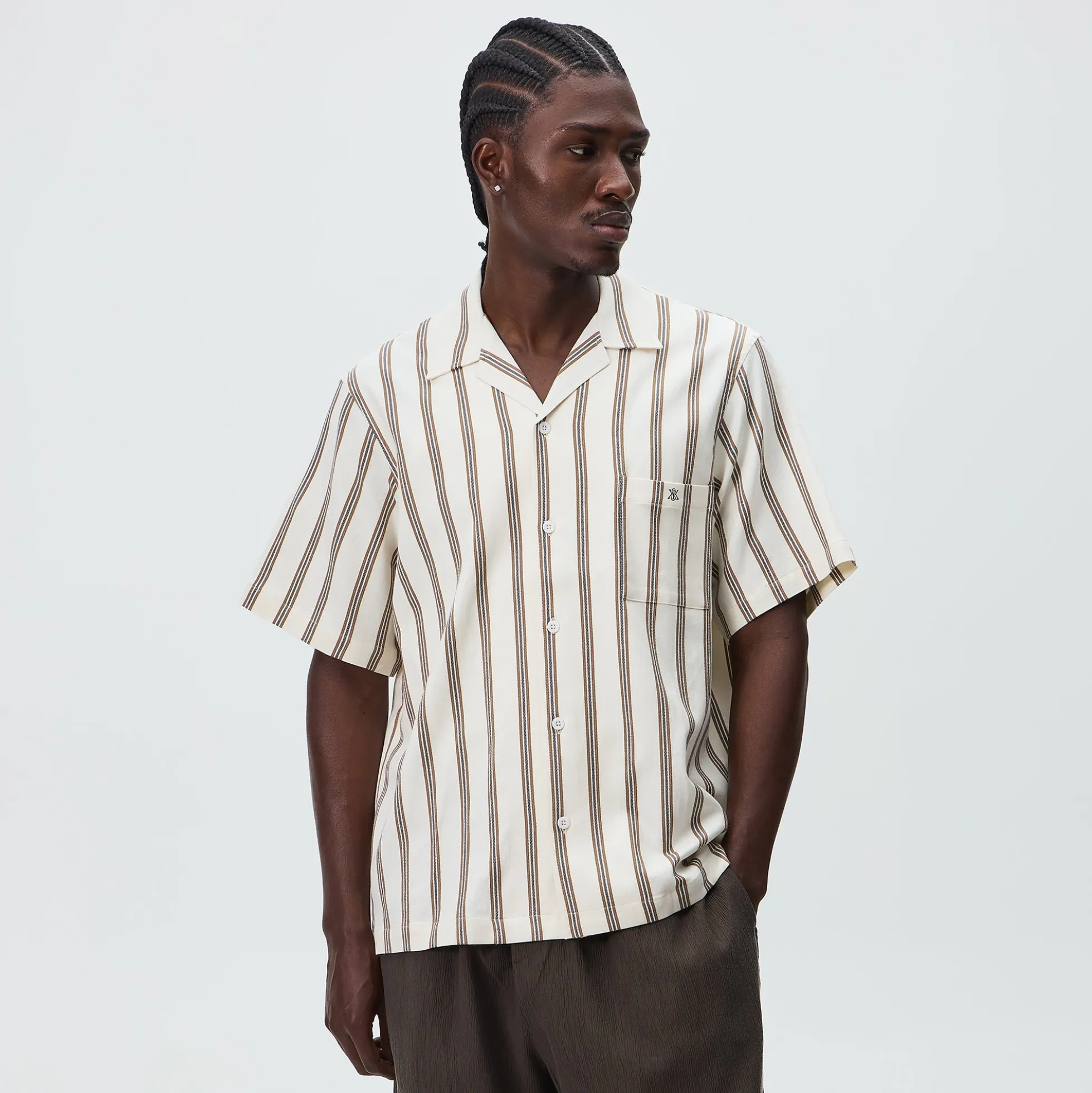 Kith Textured Stripe Thompson Camp Collar Shirt
