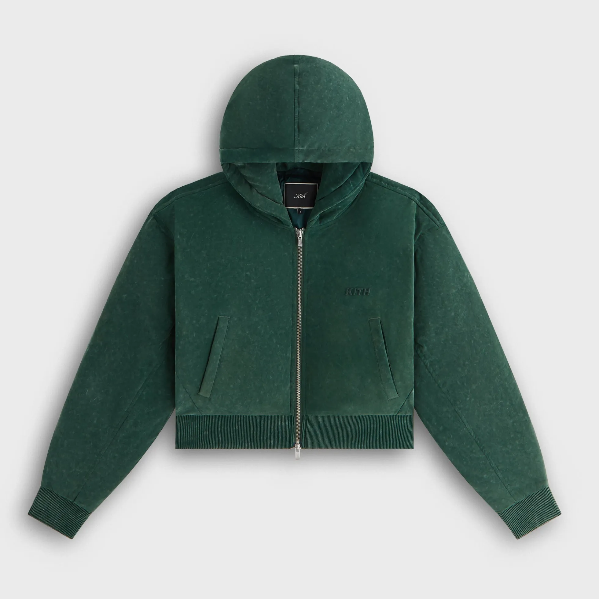 Kith Women Bex Cropped Sueded Jersey Puffer