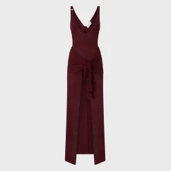 Knotted Ribbed Lyocell Midi Dress