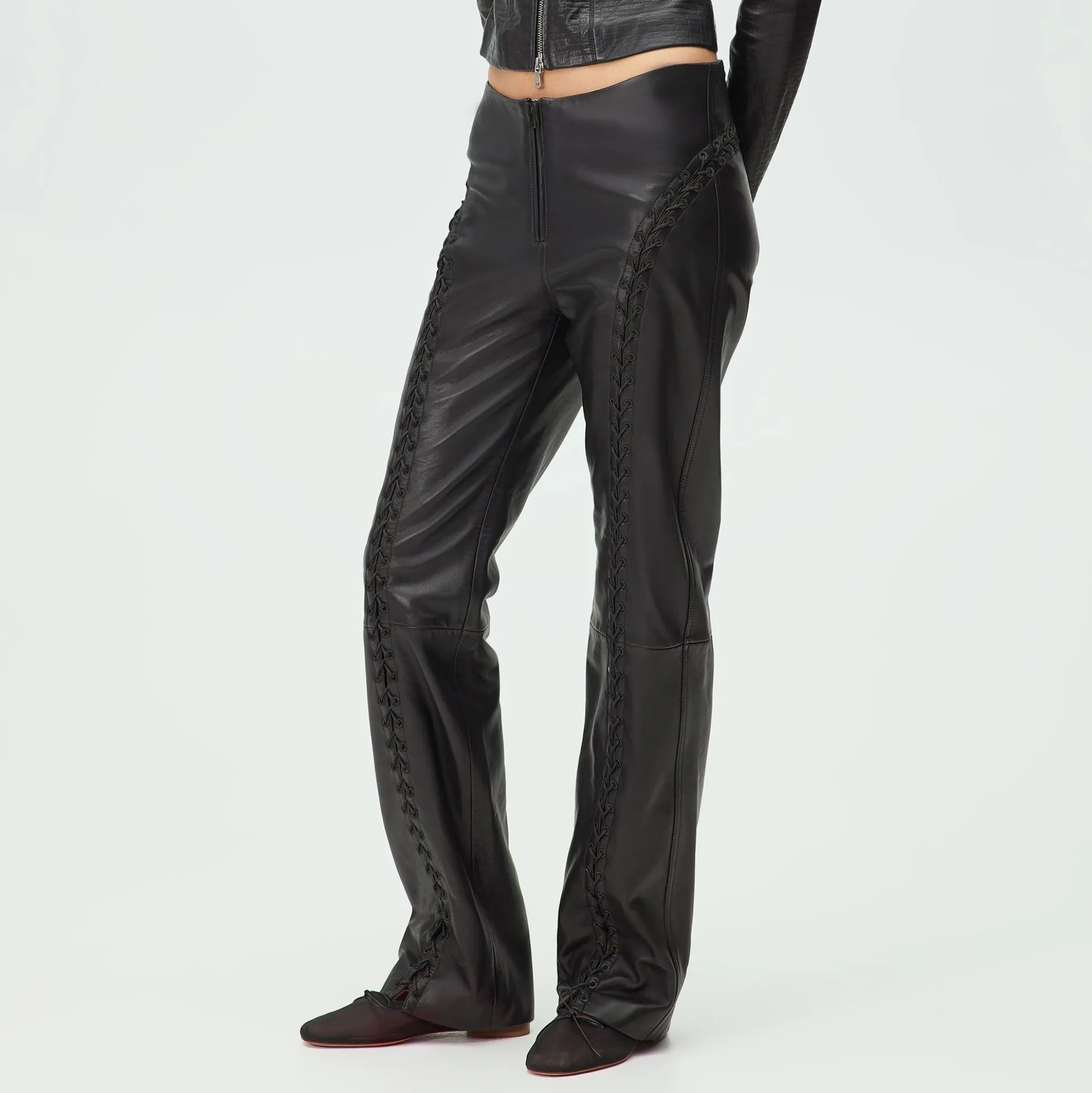 Lisa for Kith Women Cerise Leather Lace Up Pant