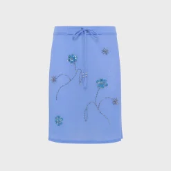 Liz Embroidered Semi Sheer Mesh Midi Skirt