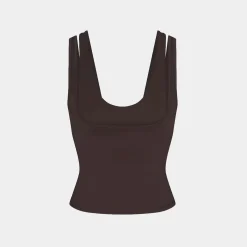 Matte Double-Strap Scoop Tank Top