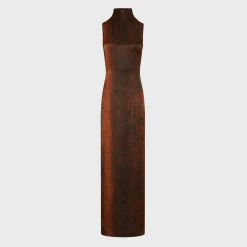 Mesh High Neck Long Dress