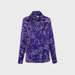Micla Printed Satin Button Down Shirt