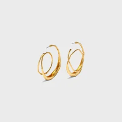 Molten Gold Spiral Hoop Earrings