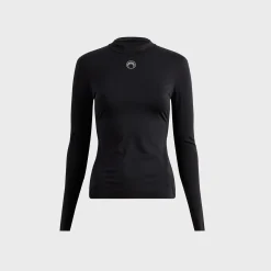 Moon Logo Strass Jersey Long Sleeve Highneck Top