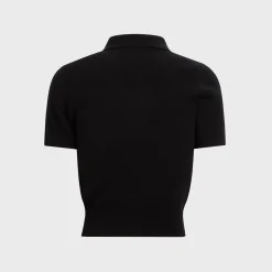 Short Sleeve Polo Cardigan with Knit Logo Patch
