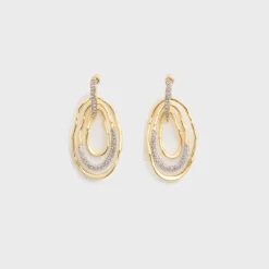 Solanales Gold Crystal Pave Mobile Post Earring
