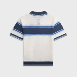 Striped Mesh Short Sleeve Polo Shirt