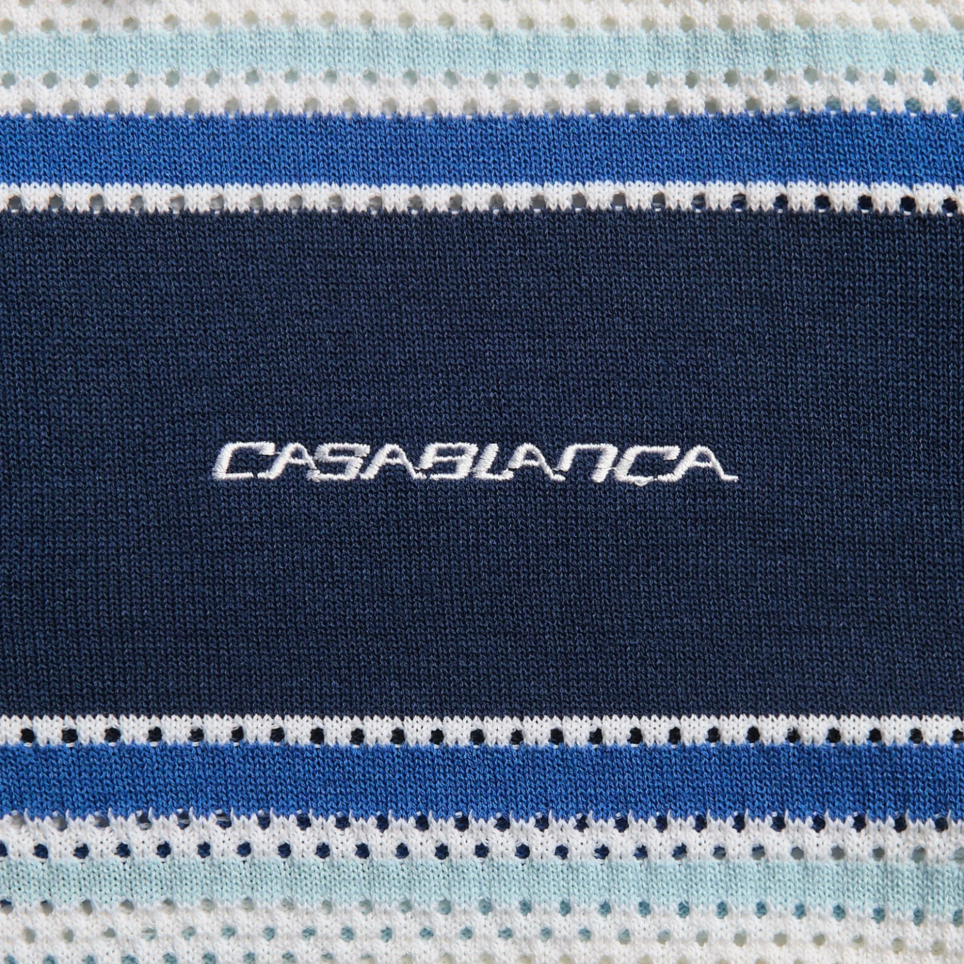 Striped Mesh Short Sleeve Polo Shirt