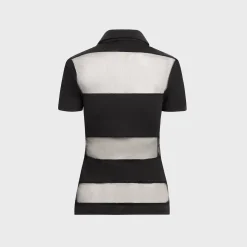 Striped Sheer Polo Top