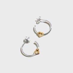 Umlaut Heart Hoop Earrings