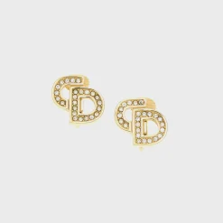 WGACA Dior Gold Crystal CD Earrings