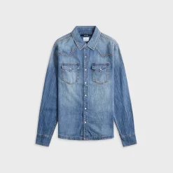 Whiplash Long Sleeve Shirt Texas Blue Studded